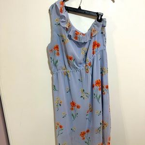One Shoulder Floral Midi Dress